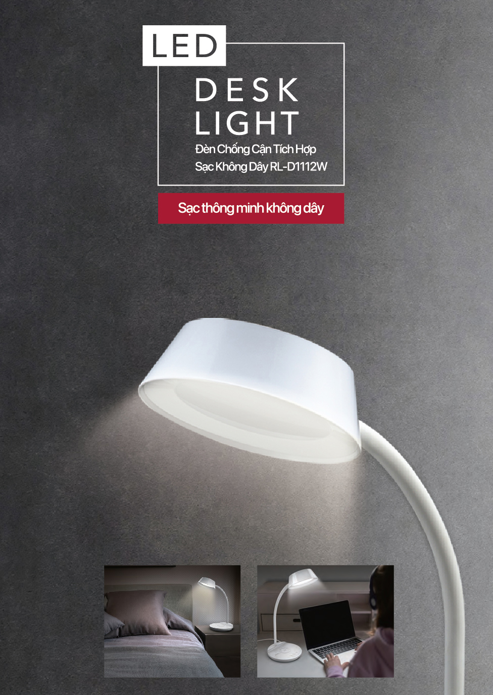 Đèn chống cận tích hợp sạc không dây Roler RL-D1112W