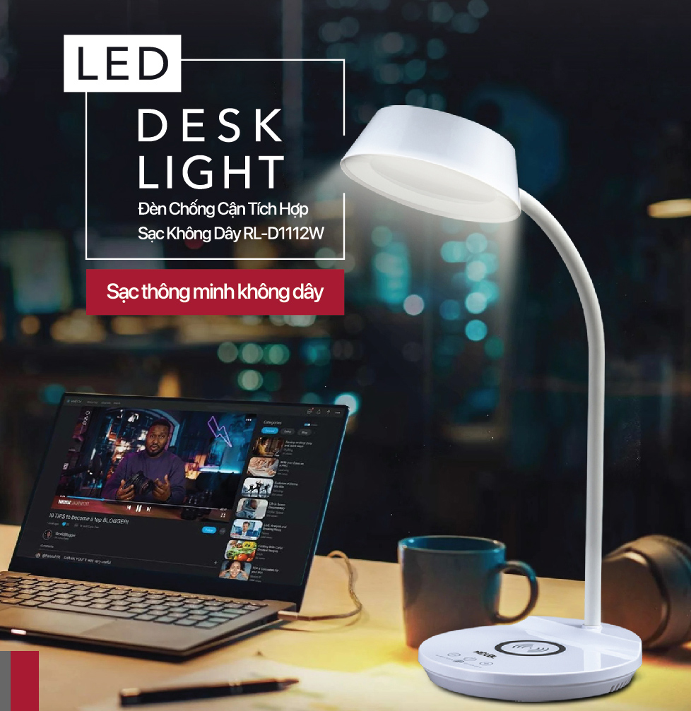 Đèn chống cận tích hợp sạc không dây Roler RL-D1112W
