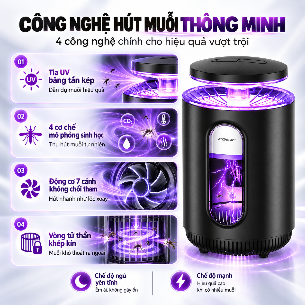 Đèn diệt muỗi thông minh COEX CMS-1003A