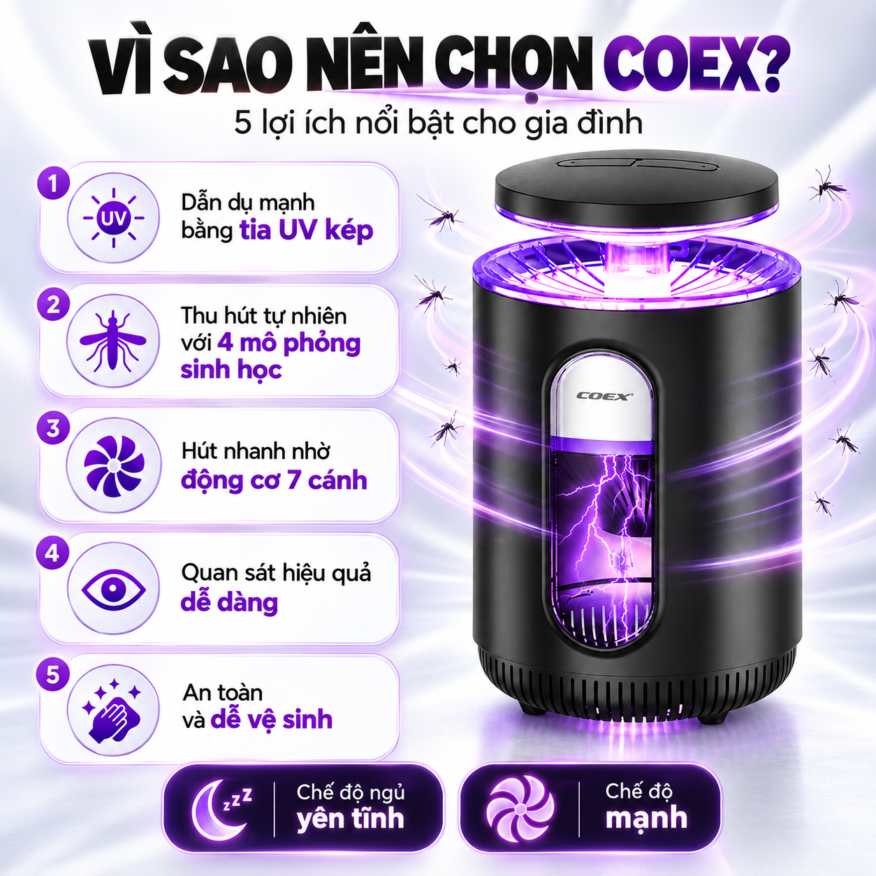 Đèn diệt muỗi thông minh COEX CMS-1003A