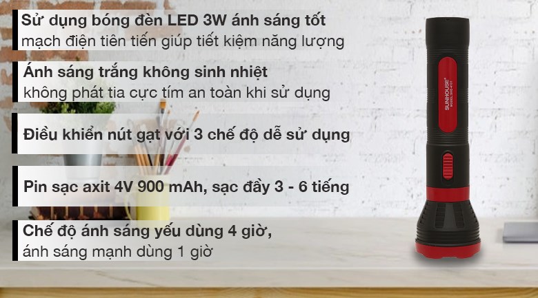 Đèn pin tay cầm Sunhouse SHE-4131