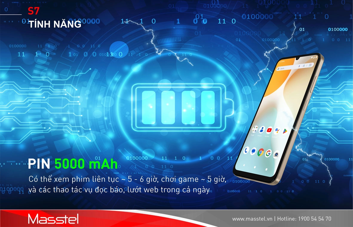 Điện thoại Masstel S7 4GB+128GB màu vàng (Gold)