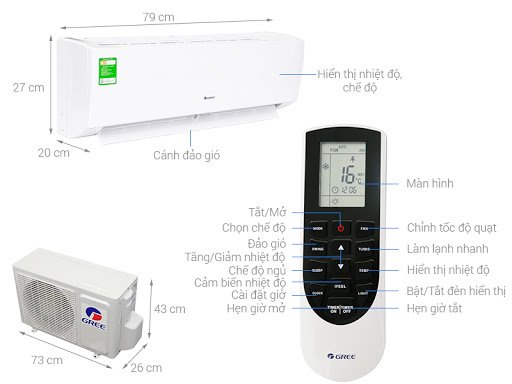 Điều hòa Gree 1 chiều 1HP-9.000BTU GWC09QB-K3NNB2H/K3NNA1H