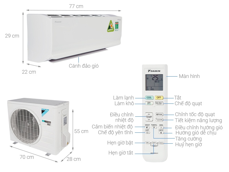 Điều hòa 1 chiều Inverter Daikin ATKC25TAVMV-9.000BTU