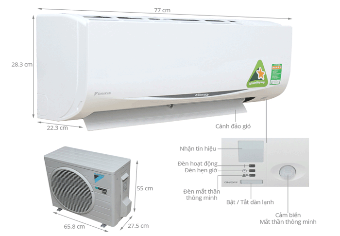 Điều hòa 1 chiều Inverter Daikin FTKC25QVMV - 9000BTU