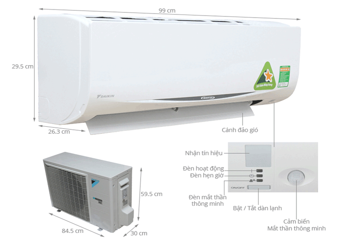 Điều hòa 1 chiều Inverter Daikin FTKC50QVMV - 18000BTU