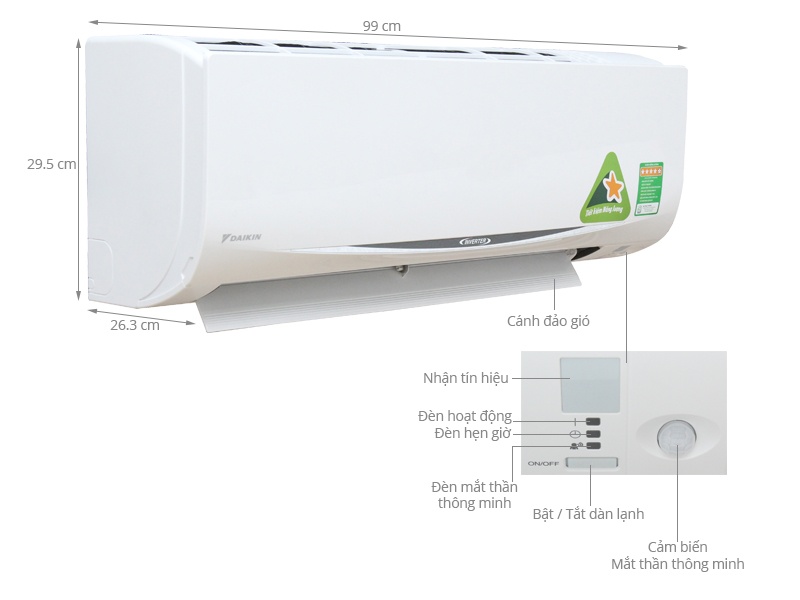 Điều hòa Daikin 1 chiều Inverter 2.5HP-22.000BTU FTKC60QVMV