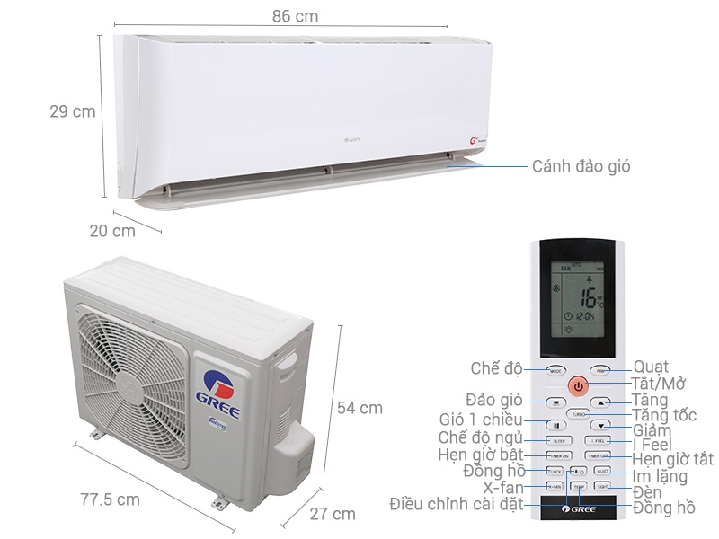 Điều hòa 1 chiều Inverter Gree GWC09GB-K3DNC2A -9000BTU