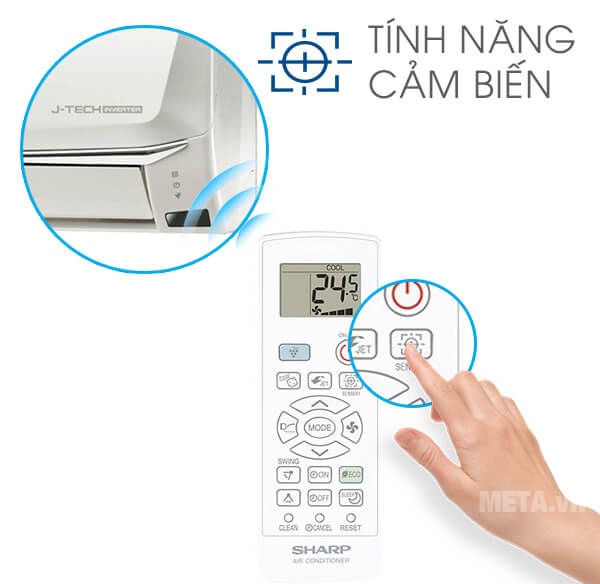Điều hòa 1 chiều J-Tech Inverter Sharp AH-XP10UHW - 9000BTU