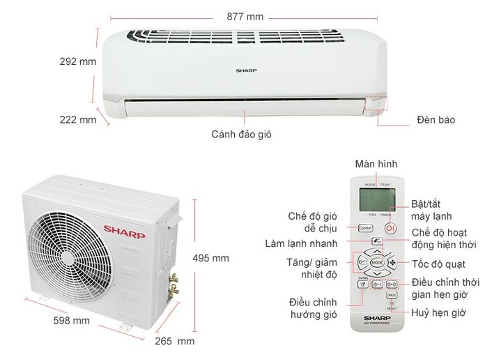 Điều hòa Sharp 1 chiều 1HP-9.000BTU AH-A9UEW