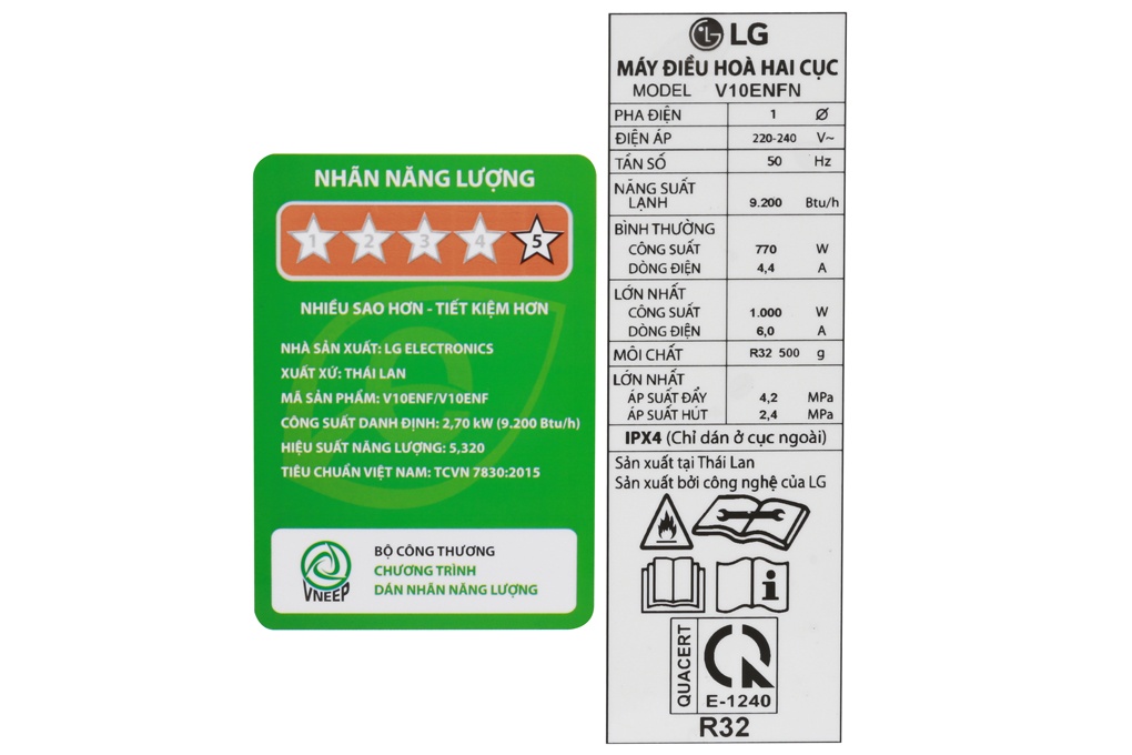 Điều hòa 1 chiều Inverter LG V10ENF 9.200BTU Dual Cool