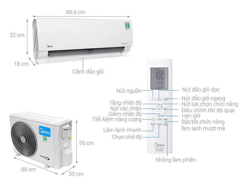 Điều hòa Midea 2 chiều Inverter 1HP-9.000BTU MSMT-10HRFN8