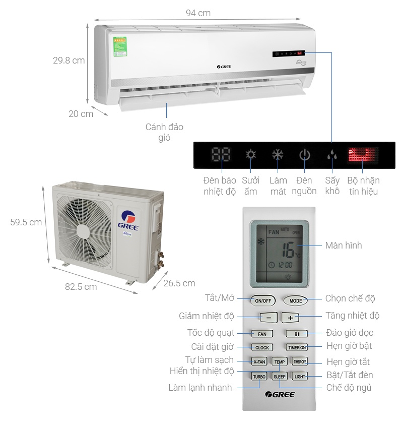 Điều hòa 2 chiều Windy Inverter Gree GWH09WA-K3D9B7L - 9000BTU