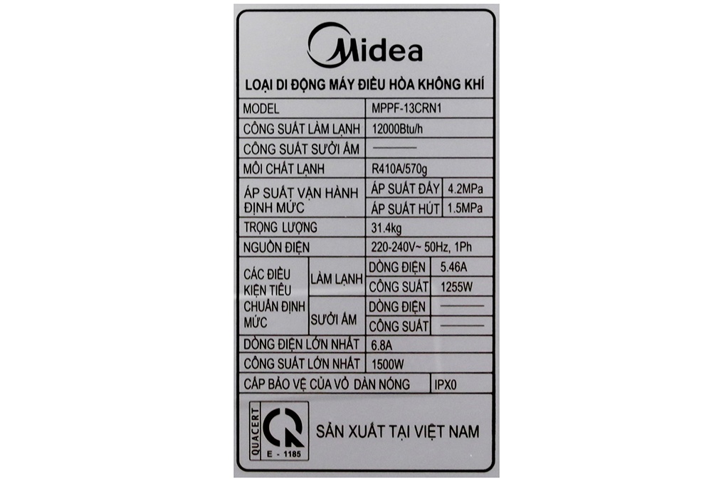 Điều hòa di động 1 chiều Midea MPPF-13CRN1 - 13.000 BTU