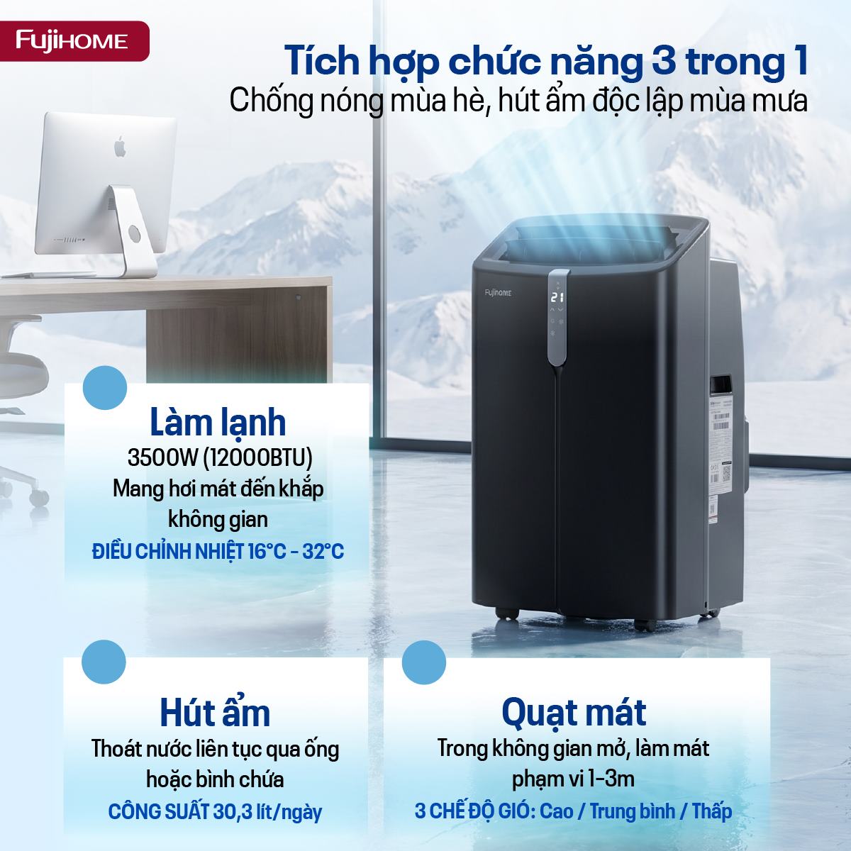 Điều hòa di động Inverter 12.000BTU FujiHome PAC12Pro-Điều khiển