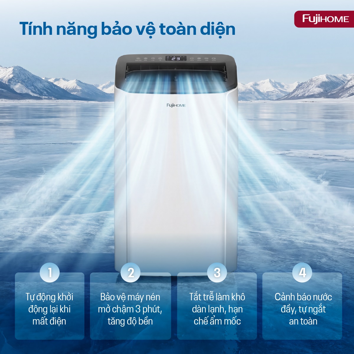 Điều hòa di động Inverter 14.000BTU FujiHome PAC14Pro-Điều khiển