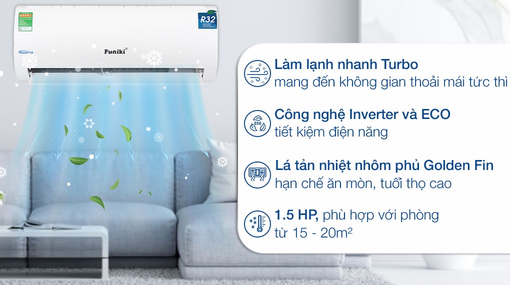 Điều hòa Funiki 1 chiều Inverter 12.000.Btu/1.5HP HIC 12TMU