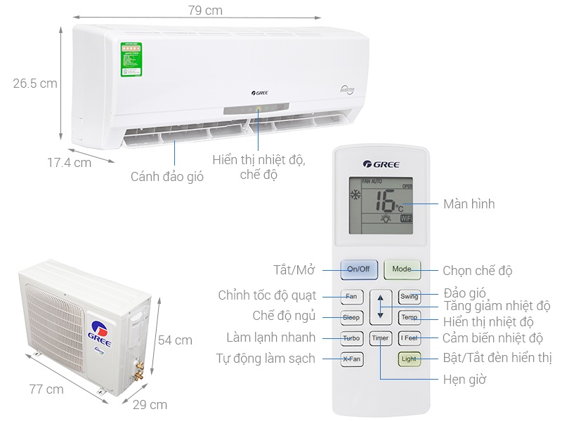 Điều hòa Gree 1 chiều Inverter 9000BTU GWC09CA-K3D9C2I