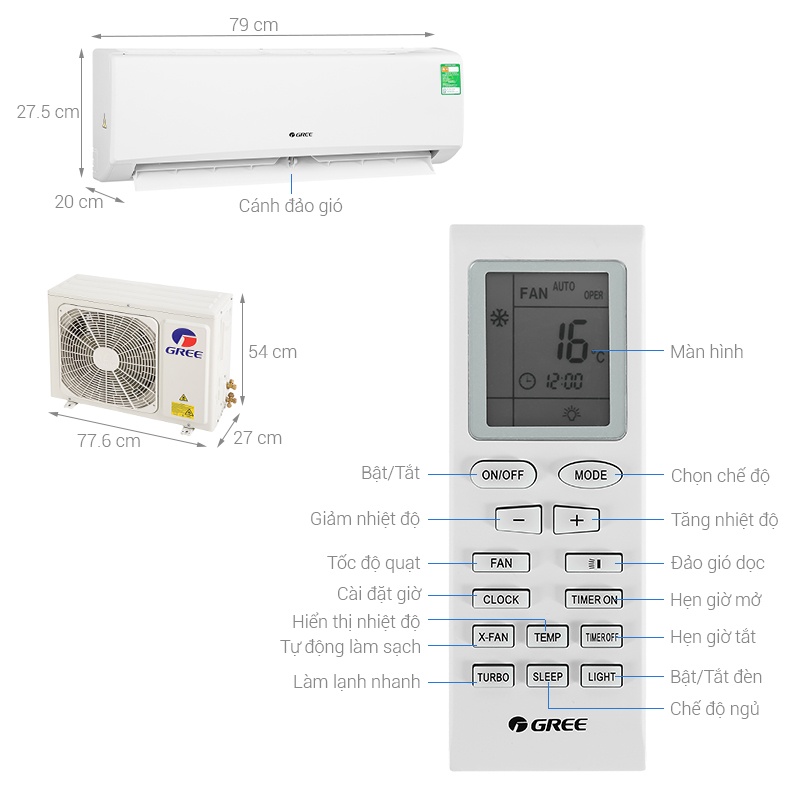 Điều hòa Gree 2 chiều 9000BTU GWH09KB-K6N0C4
