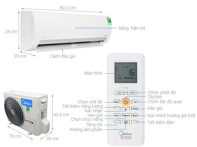 Điều hòa Midea 1 chiều Inverter 18.000BTU MSMAIII-18CRDN1