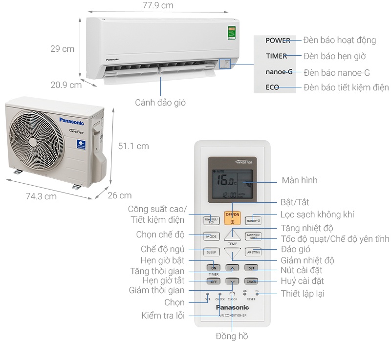 Điều hòa Panasonic 1 chiều Inverter 18000BTU CS-WPU18WKH-8M