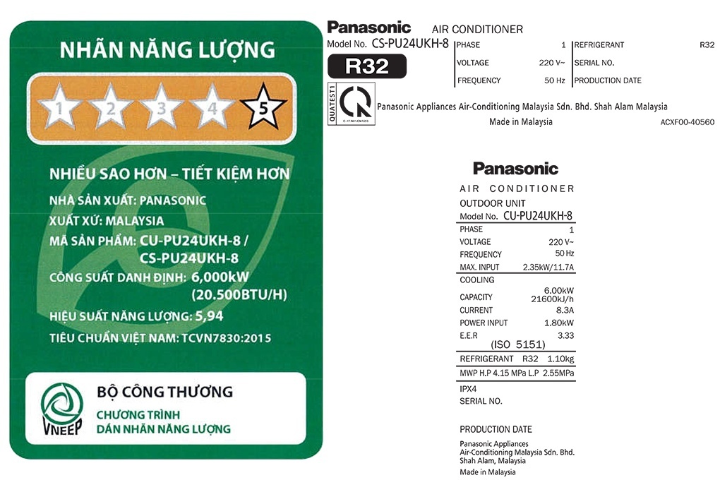 Điều hòa Panasonic 1 chiều Inverter 2.5HP-24.000BTU CS-PU24UKH-8