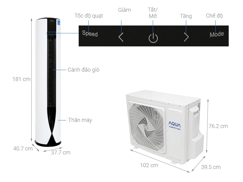 Điều hòa tủ đứng Aqua 2 chiều 24600BTU AQA-FCHV24C