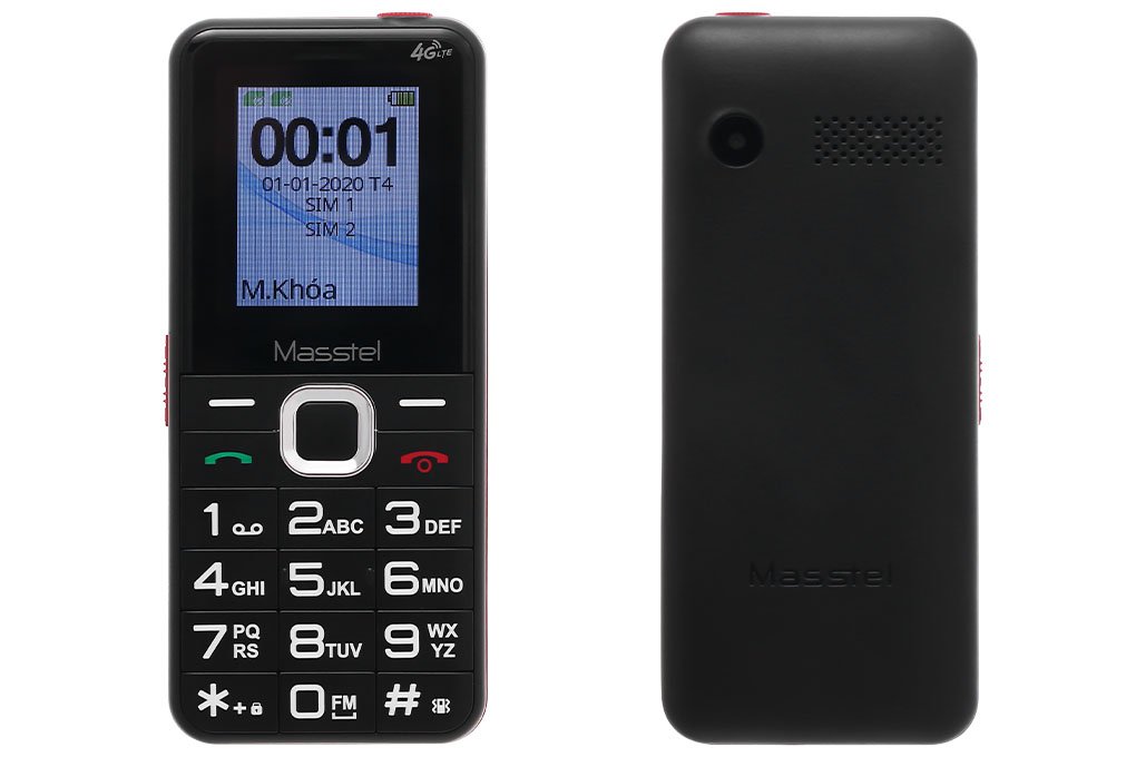 Điện thoại Masstel Izi 20 4G Đen đỏ