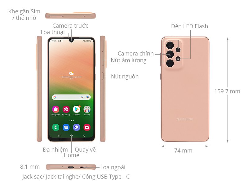 Điện thoại Samsung Galaxy A33 A336E 5G Xanh