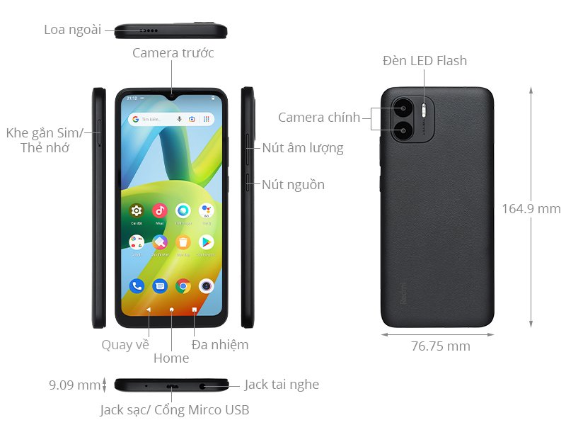 Điện thoại Xiaomi REDMI A1 (2+32) Xanh Lá