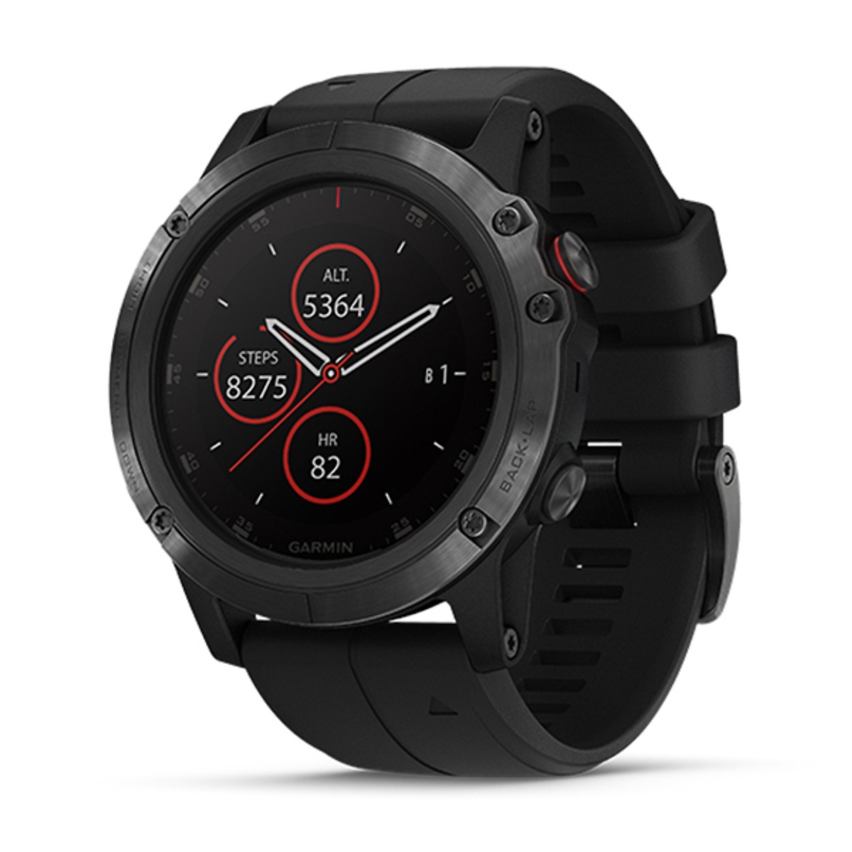 Đồng Hồ Thông Minh Garmin Fenix 5 Plus, Sapphire, DLC Carbon Gray w/Black Band