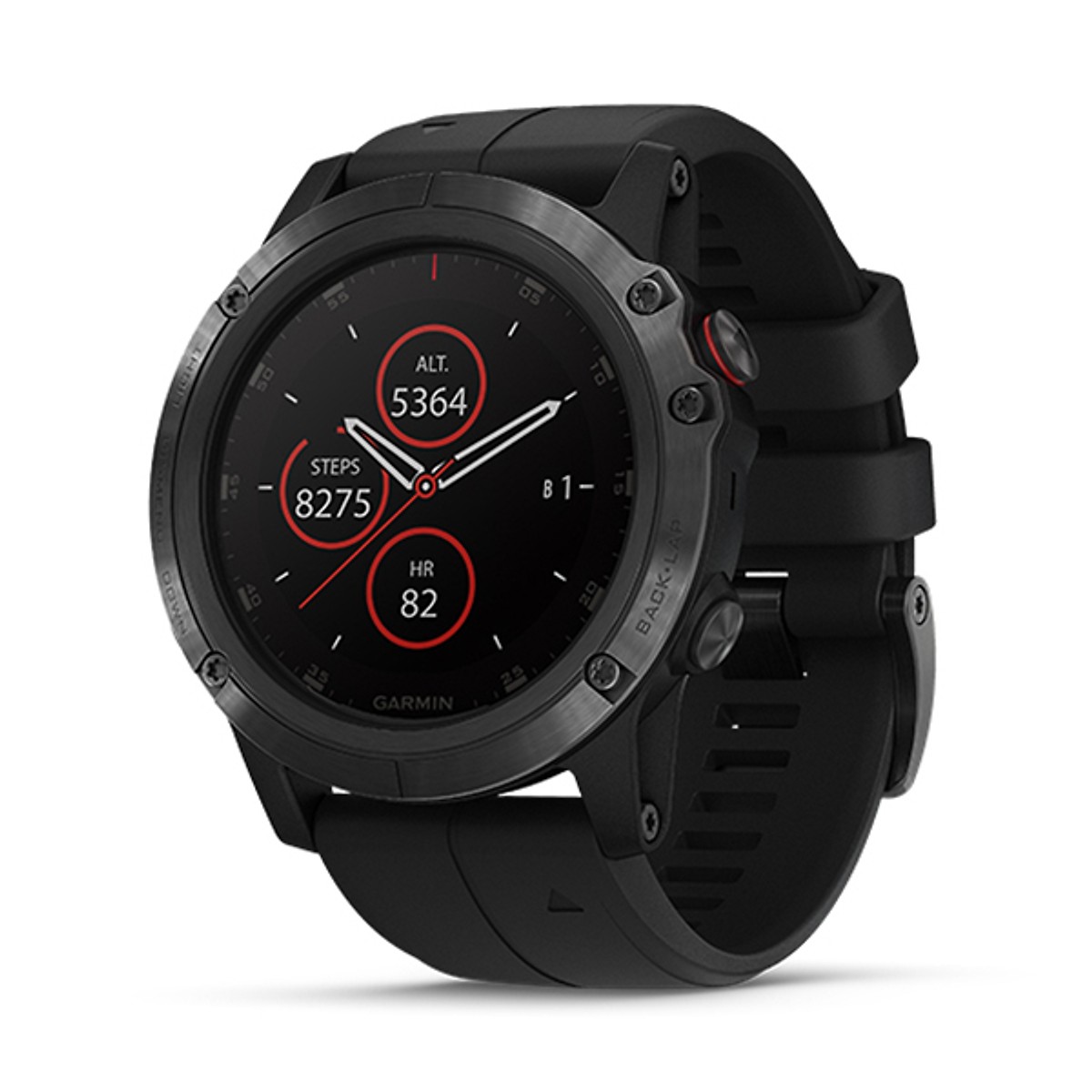 Đồng Hồ Thông Minh Garmin Fenix 5X Plus, Sapphire, DLC Carbon Gray w/Black Band