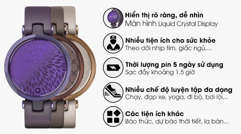 Đồng hồ thông minh Garmin Lily dây silicone tím