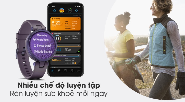 Đồng hồ thông minh Garmin Lily dây silicone tím