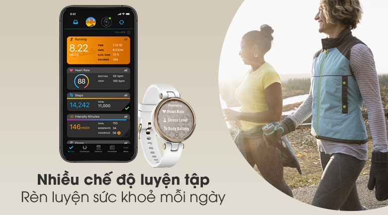 Đồng hồ thông minh Garmin Lily dây silicone trắng