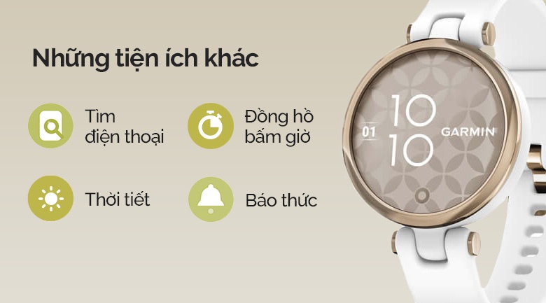 Đồng hồ thông minh Garmin Lily dây silicone trắng