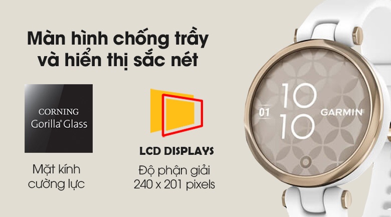 Đồng hồ thông minh Garmin Lily dây silicone trắng