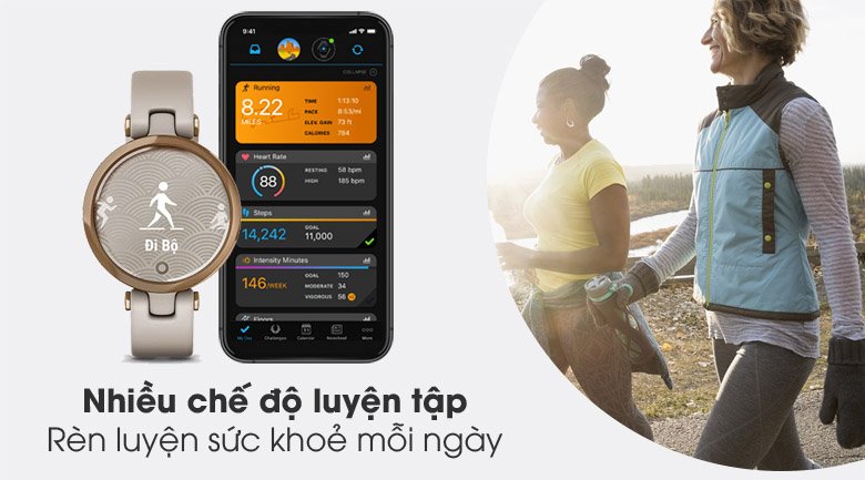 Đồng hồ thông minh Garmin Lily dây silicone vàng