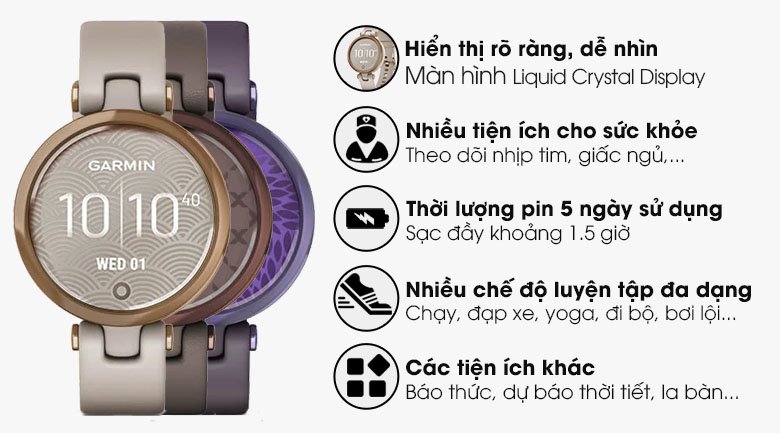 Đồng hồ thông minh Garmin Lily dây silicone vàng