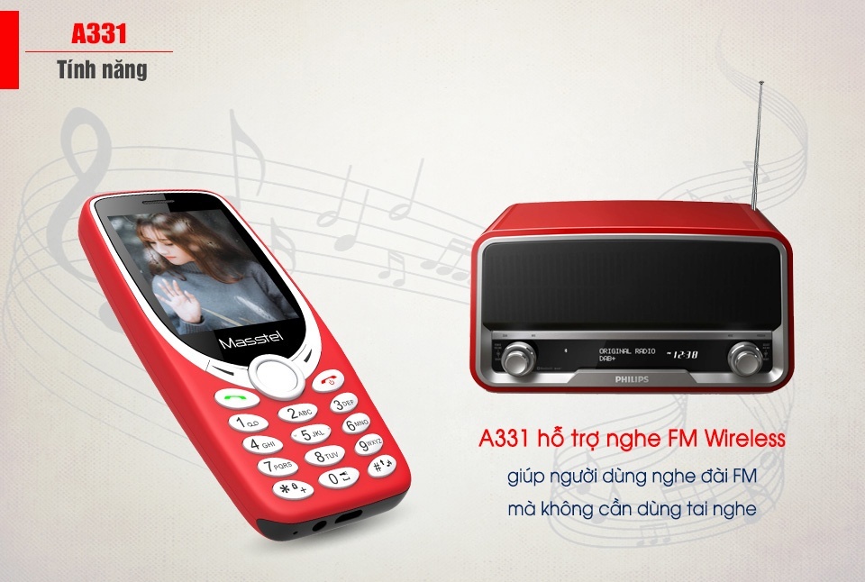 Điện thoại Masstel A331 Màu Đỏ (Red)