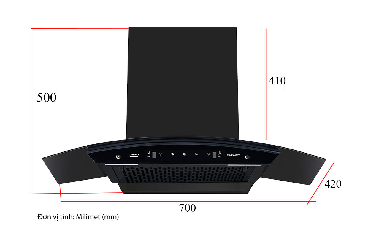 Hút mùi kính cong 70cm Chef's EH-R503E7T-cảm ứng