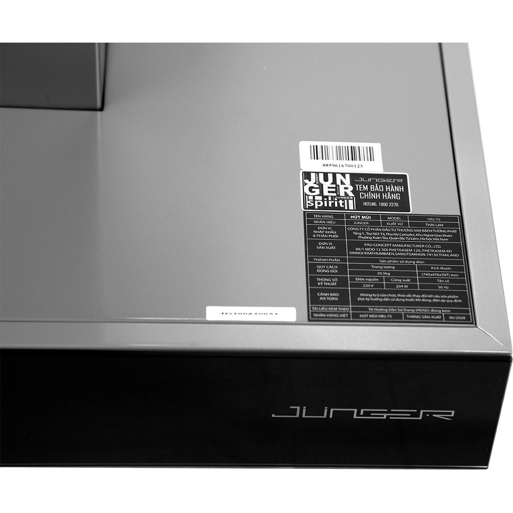 Hút mùi kính thẳng 75cm Junger HRJ-75