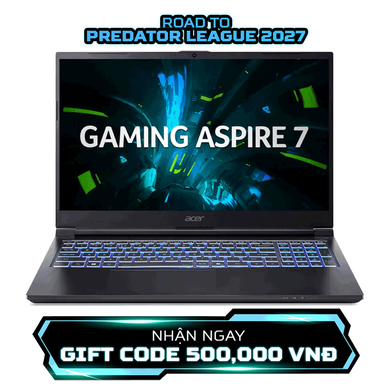 Laptop Acer Gaming Aspire 7 A715-59G-55MD i5-13420H/16GD4/512GSSD/15.6FHD 144Hz/4C/W11/6GD6_RTX3050/ĐEN