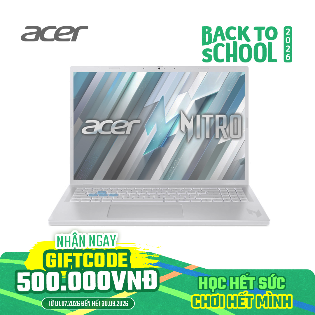 Laptop Acer Gaming Nitro Lite NL16-71G-71UJ (i7-13620H; 16GB; 512GB SSD; RTX3050/6GB; 16FHD+ 165Hz; Win11; trắng; NH.D59SV.002)