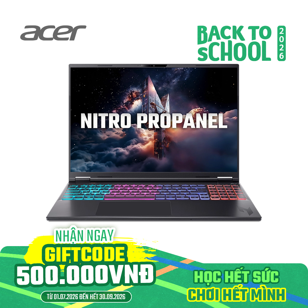 Laptop Acer Gaming Nitro ProPanel AN16S-61-R193 R9 AI 365/16GD5/512GSSD/162K 180/W11/8GD7_RTX5070/ĐEN