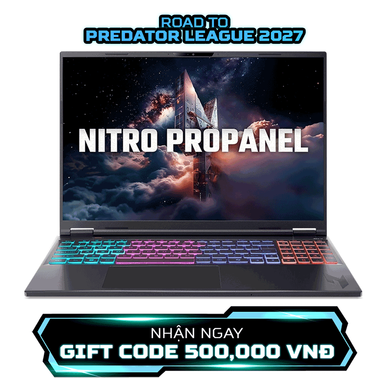 Laptop Acer Gaming Nitro ProPanel AN16S-61-R193 R9 AI 365/16GD5/512GSSD/162K 180/W11/8GD7_RTX5070/ĐEN