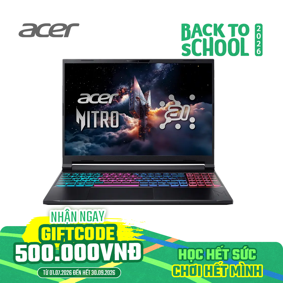 Laptop Acer Gaming Nitro ProPanel ANV16S-41-R337 R7 260/16GD5/1TGSSD/16FHD+ 180/W11/8GD7_RTX5050/ĐEN