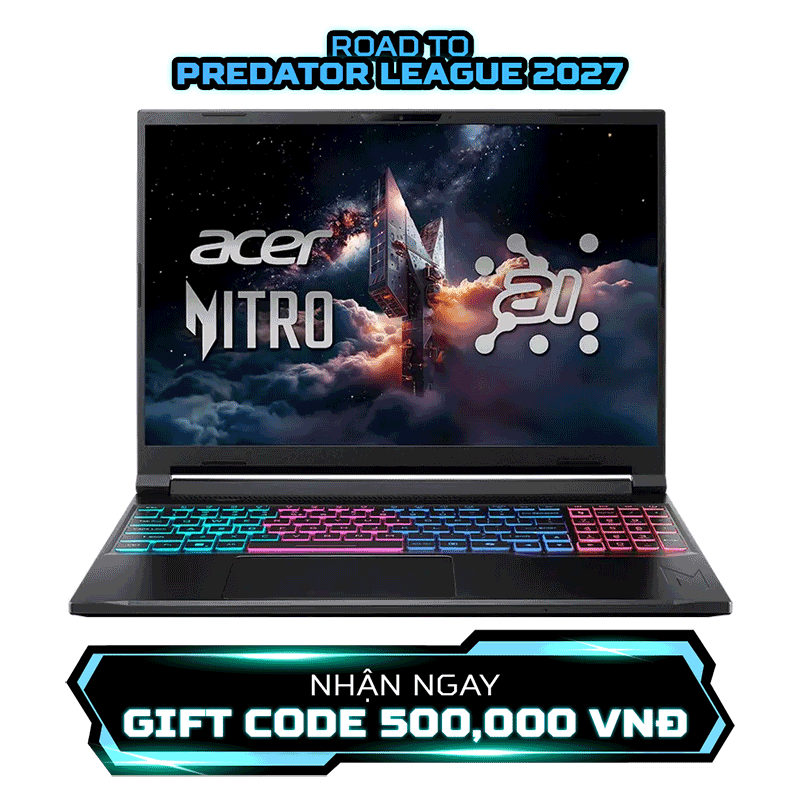 Laptop Acer Gaming Nitro ProPanel ANV16S-61-R7KQ R5 AI 340/16GD5/512GSSD/16FHD+ 180/W11/8GD7_RTX5060/ĐEN