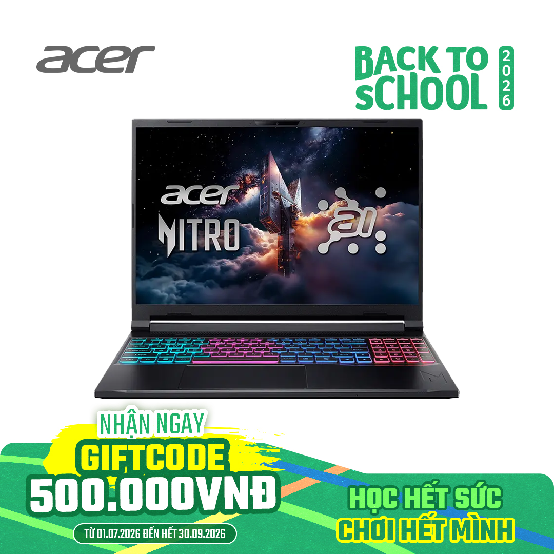 Laptop Acer Gaming Nitro ProPanel ANV16S-61-R9ZV R7 AI 350/32GD5/1TGSSD/162K 180/W11/8GD7_RTX5060/ĐEN