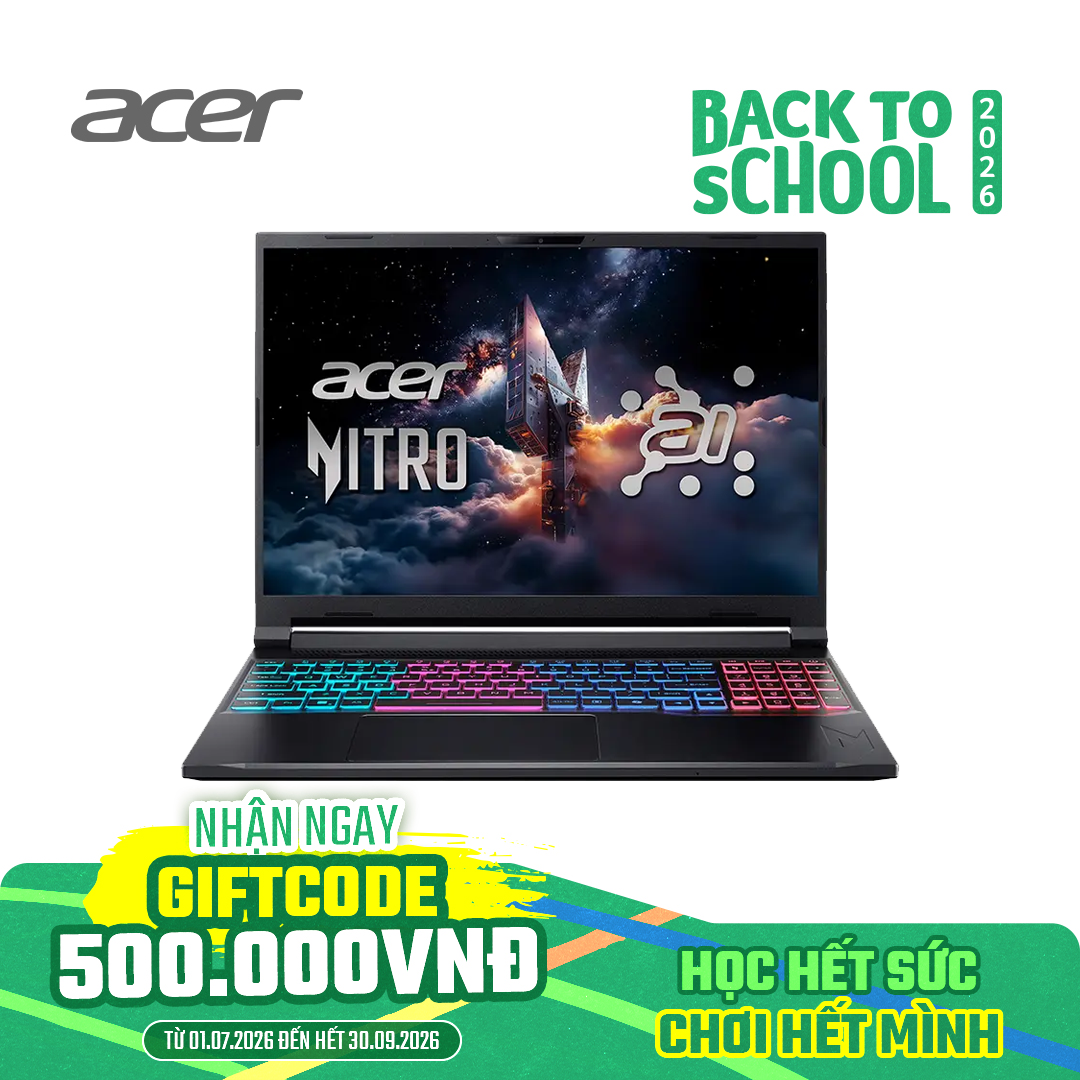 Laptop Acer Gaming Nitro ProPanel ANV16S-71-75LR C7 240H/32GD5/512GSSD/162K 180/W11/8GD7_RTX5060/ĐEN